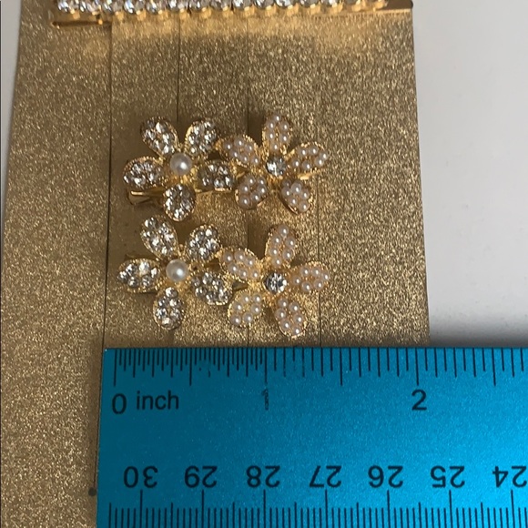 Hair pins pearl gold stones Floral Bridal party - Picture 11 of 14